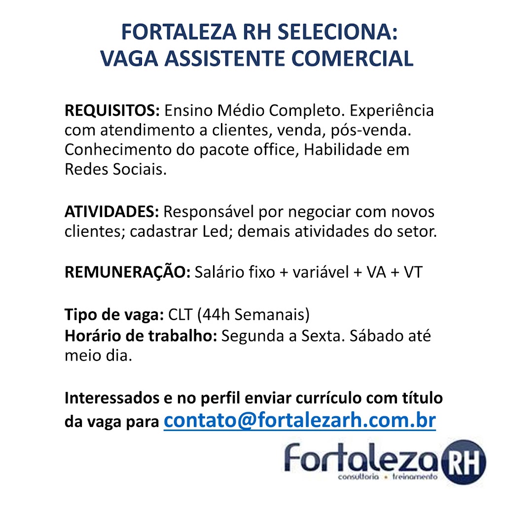 Vaga para Assistente Comercial