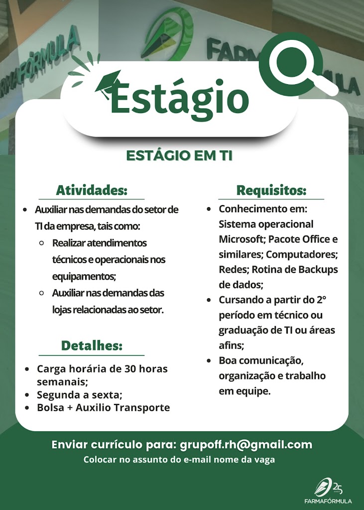 Vaga para Estágio em TI