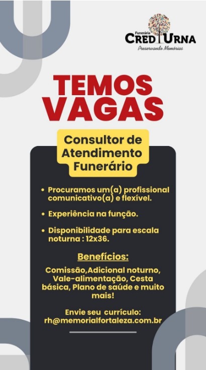 Vaga para Consultor de Atendimento Funerário